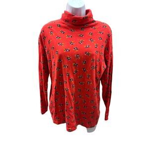 Vtg Disney Mickey & Co. Mickey Mouse all over long sleeve red turtleneck MEDIUM